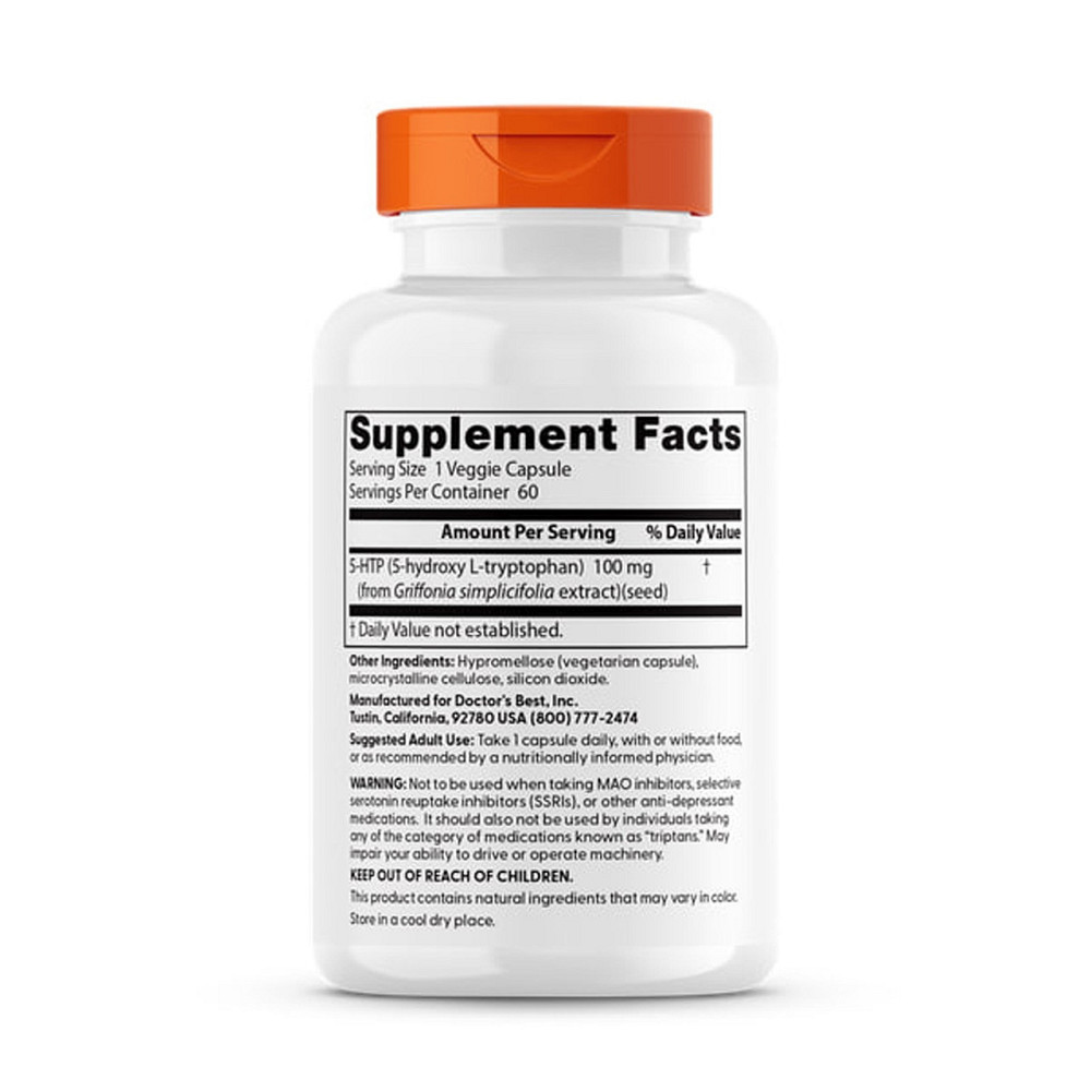 5-HTP 5-гидрокси Doctor's Best L-триптофан 60 вег капс Киев - изображение 2