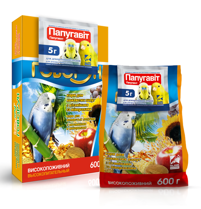 Корм Хобби Мил Говорун для волнистых попугаев с витаминами и минералами 600 г, O.L.KAR Винница - изображение 1