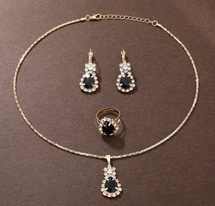 Подарочный набор для женщин: наручные часы, браслет, кольцо, ожерелье и серьги - без подарочной коробки черный Киев - изображение 7