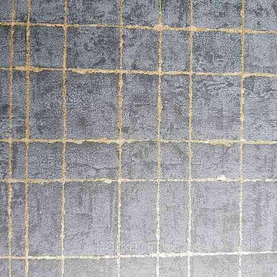 Шпалери флізелінові еко Rasch Kerala 0.53х10 лофт геометрія смуги сітка золотисті на чорному ефект старовини Київ