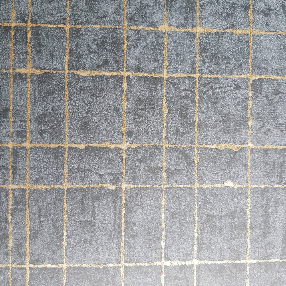 Шпалери флізелінові еко Rasch Kerala 0.53х10 лофт геометрія смуги сітка золотисті на чорному ефект старовини Київ - фото 1
