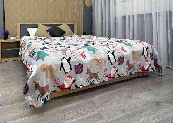 Плед-покривало Decorator WellSoft 200х220 см з різдвяним принтом Сірий (87-286) Київ