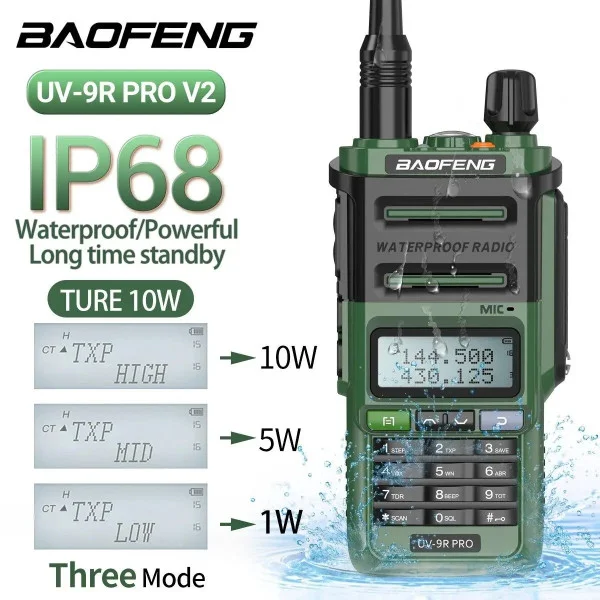 Радіостанція рація Baofeng UV-9R Pro 8W водонепроникна IP68 Type-C батарея 1800 мА·год (Зелений) Вінниця - фото 10