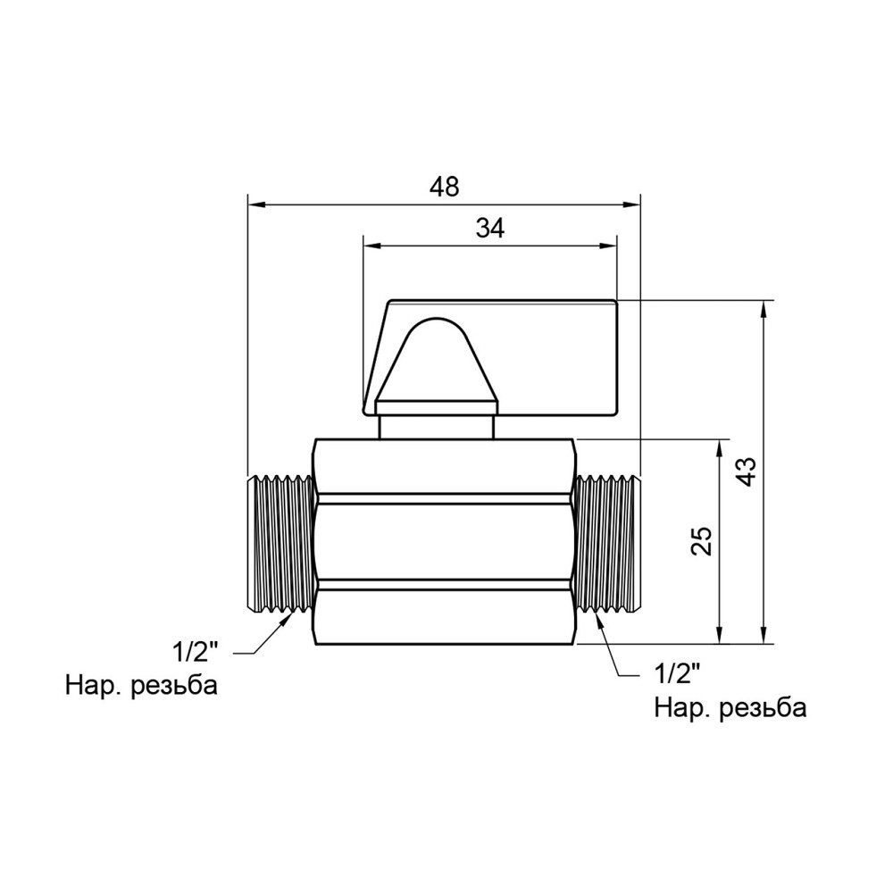 Кран кульовий Thermo Alliance Standart "Mini" 1/2" НР SD189W15 Київ - фото 2