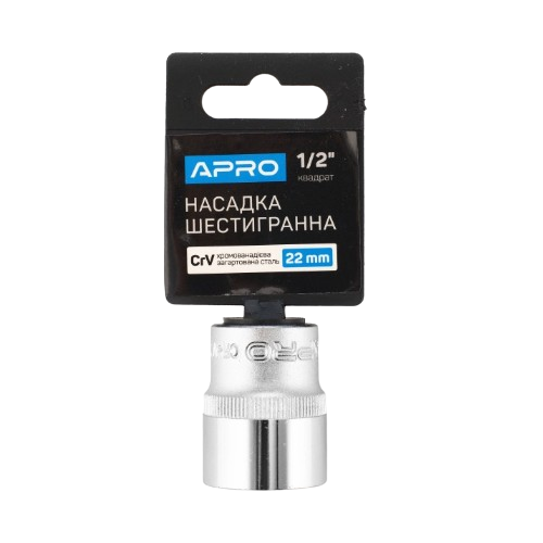 Насадка шестигранна 1/2" 22 мм CrV APRO Житомир
