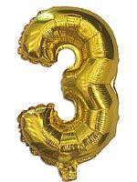 Куля фольгована золотою цифрою "3", 100 см в пакованні (1 пачка) Харків - фото 1