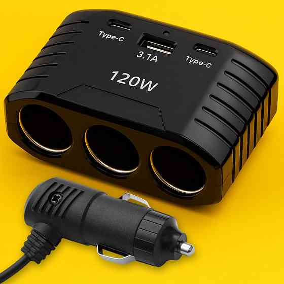 Автомобільний розгалужувач прикурювача (USB+2хType-C) 120W,CTC-604 SBR Київ