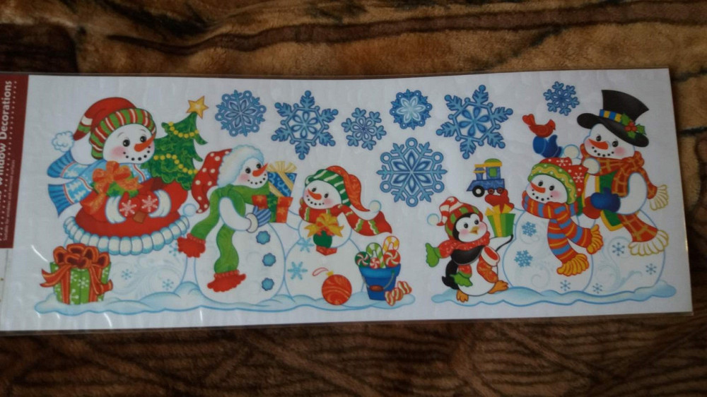 Новорічні наклейки Melinera 21 на 55 см різнобарвний Київ - фото 2