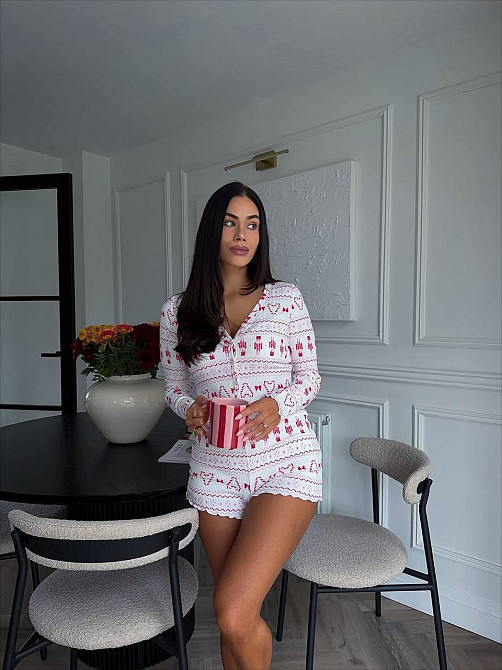 Женский домашний комбинезон с новогодним принтом рубчик Одесса - изображение 9