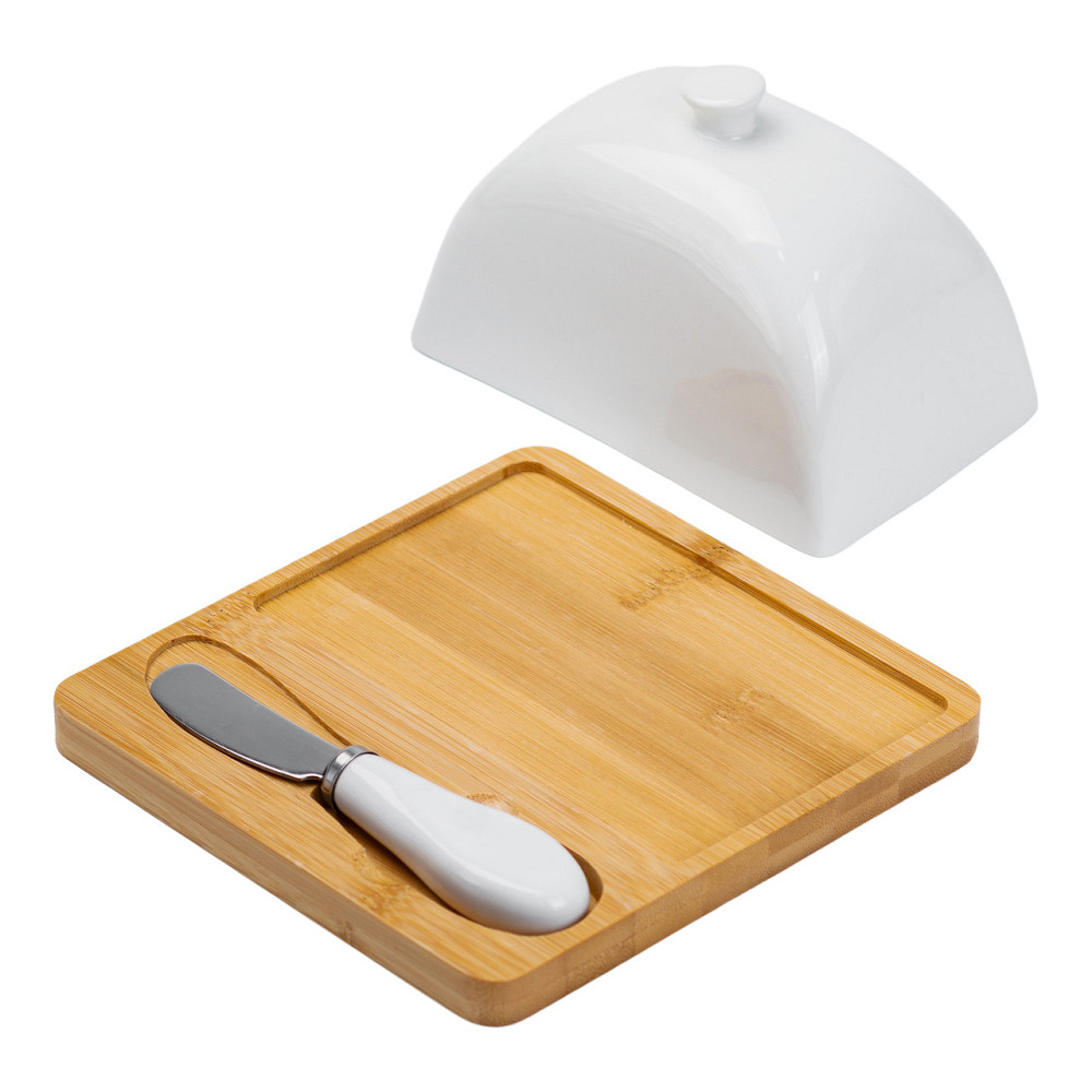 Yiwu Маслянка порцелянова 15×15×9 см з ножем на підставці Киев - изображение 3