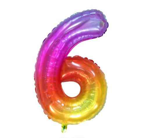 Кулька цифра 6 фольгована 40 дюймів різнобарвний Київ
