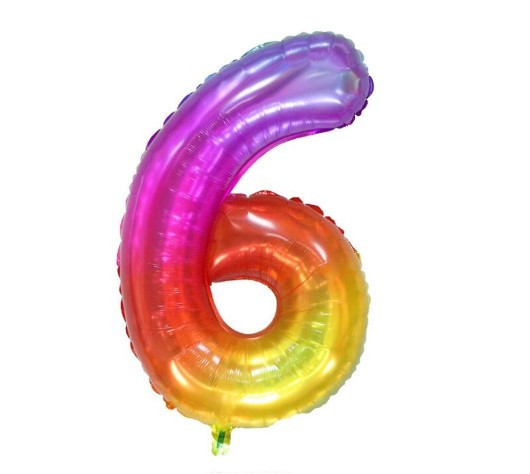 Кулька цифра 6 фольгована 40 дюймів різнобарвний Київ - фото 1
