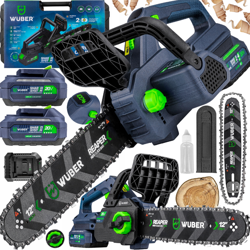 Аккумуляторная пила цепная + 2 аккумулятора 4Ач 20В + шина 30см Wuber (Польша) Киев - изображение 1