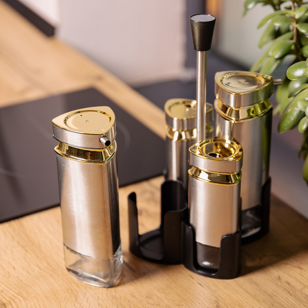 Yiwu Набір для спецій на підставці 4 ємності 10х10х17 см ємності для приправ HP-1325 Київ - фото 6