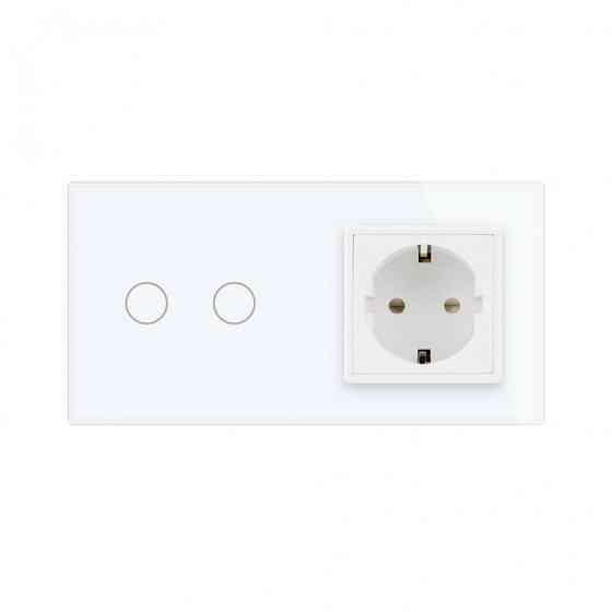 Розумний сенсорний ZigBee вимикач 2 сенсора 1 розетка Livolo білий скло (VL-C702Z/C7C1EU-11) Коломыя