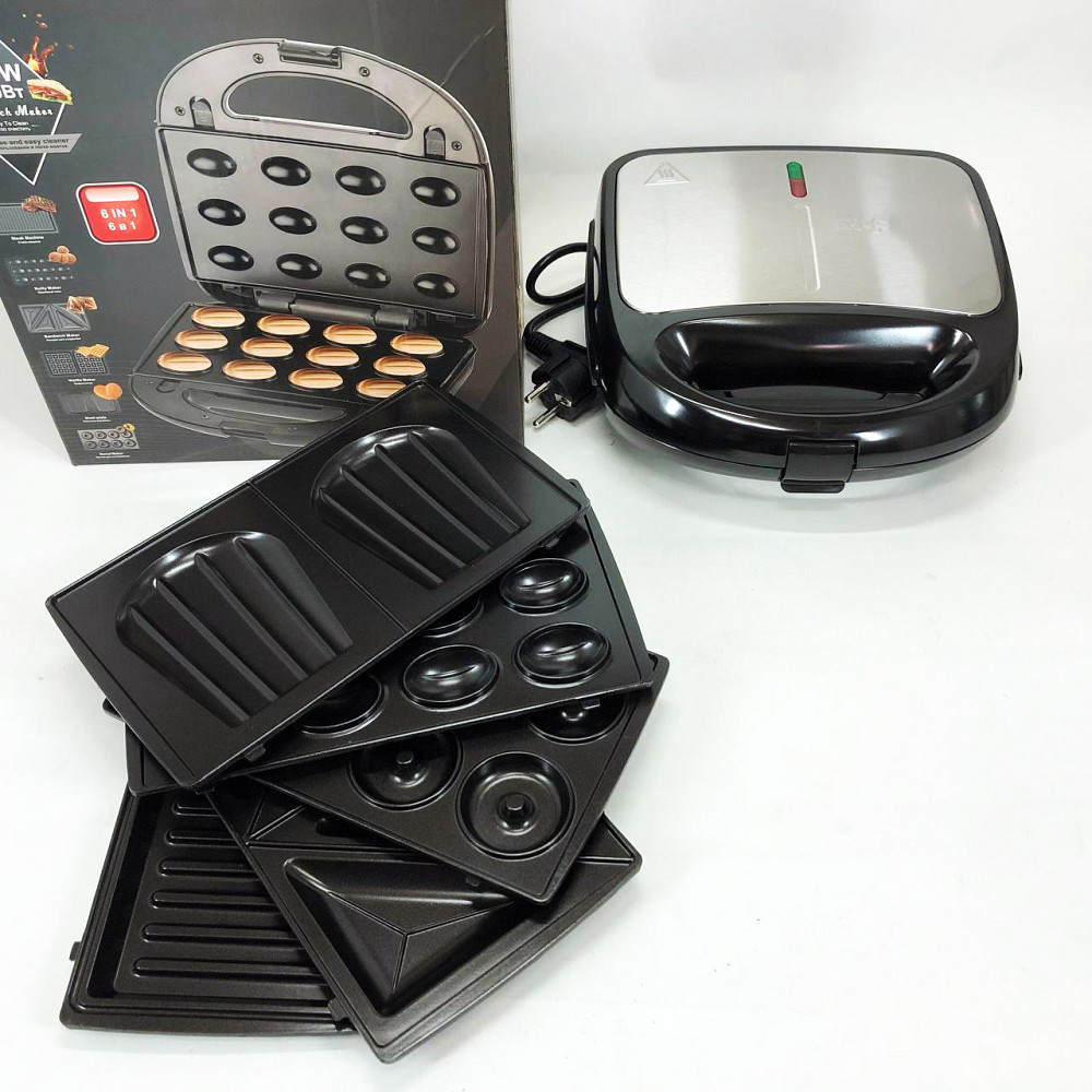 Бутербродниця зі змінними формами RAF R.541 6 в 1 850 Вт, Вафельниця зі змінними панелями гриль YL-13 Львів - фото 13