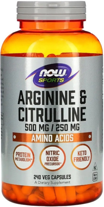 Аргинин и цитруллин Now Foods Arginine & Citrulline  500 мг/250 мг 240 вег капс Киев - изображение 1