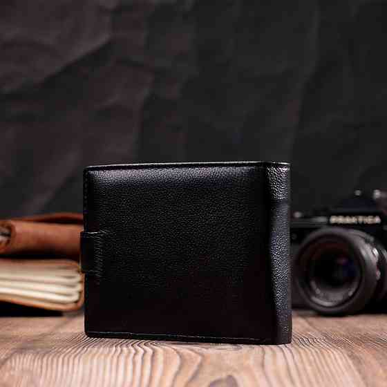 Чоловічий горизонтальний гаманець із натуральної шкіри ST Leather 22466 Чорний Київ