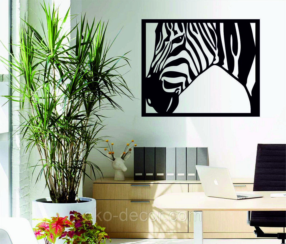 Декоративное настенное Панно «Зебра» Декор на стену 110*90 см, Черный Киев - изображение 2