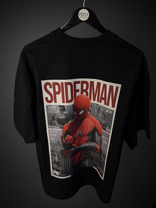 Чорна оверсайз футболка Spider-Man з великим принтом на спині Чернівці - фото 2