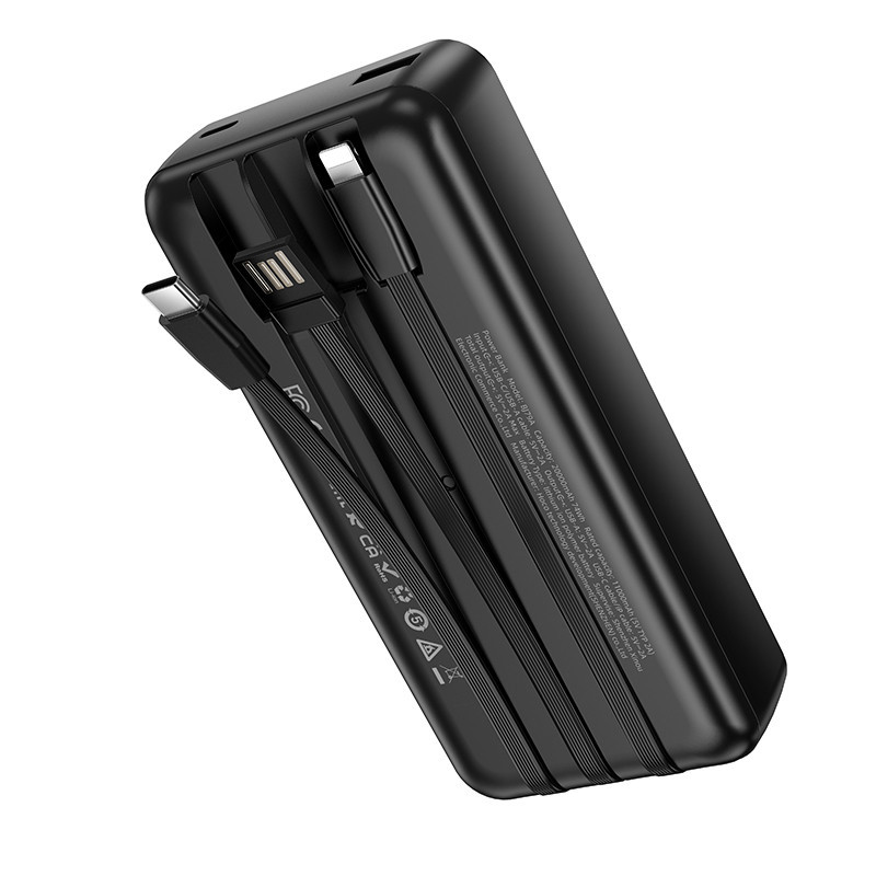 Зовнішній акумулятор BOROFONE BJ79A Clever power bank with 3 cables(20000mAh) Black Київ - фото 4