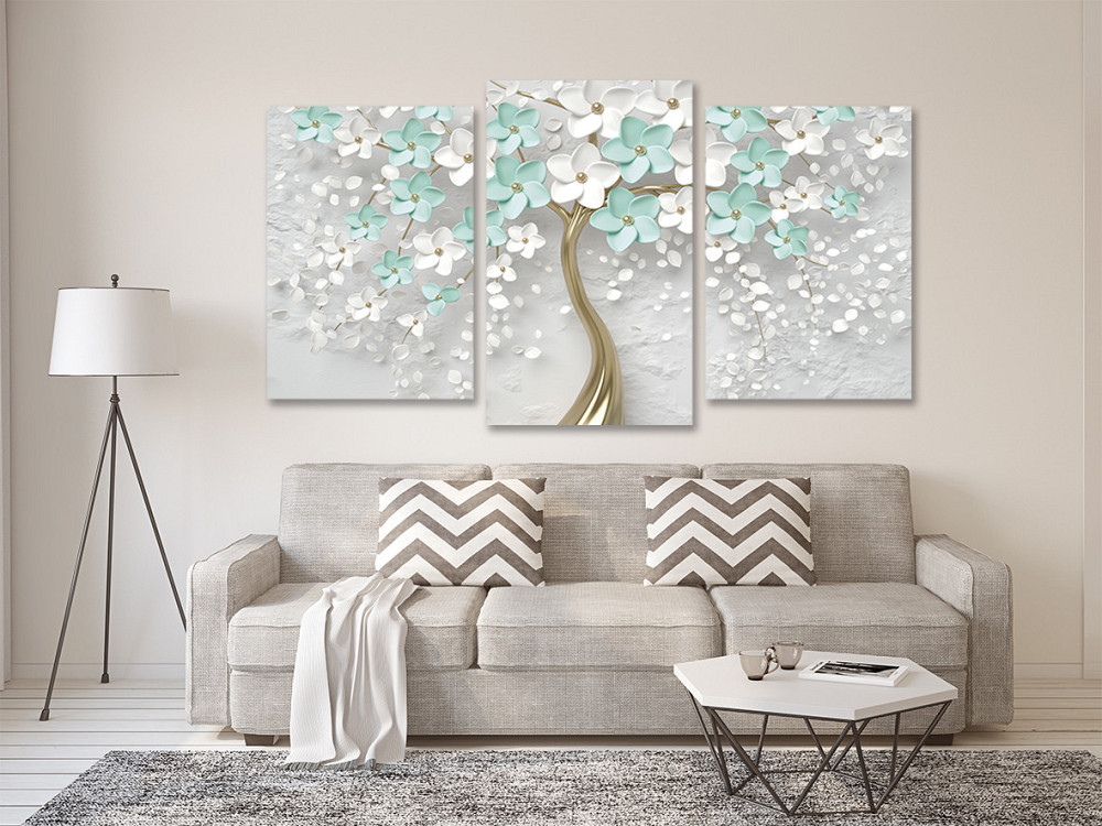 Модульная картина в гостиную / спальню Квіткове дерево  бірюза Art-692_3 Киев - изображение 2