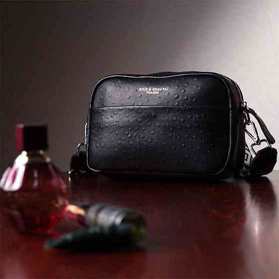 Фактурна сумка для жінок з натуральної шкіри Vintage 22659 Чорна Київ