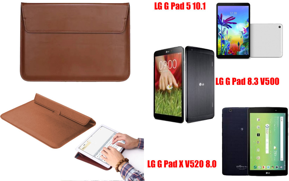Чохол-конверт VitoCase для LG G Pad 5 10.1, Pad 8.3, Pad X 8.0, з функцією підставки для планшета Коричневий Київ - фото 1