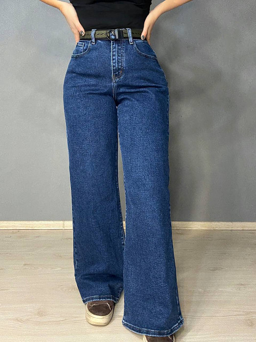 Джинсы женские Derun 8199 палаццо широкие с ремнем синие, синий, 29, 29, 78 см, 109 см Киев - изображение 7