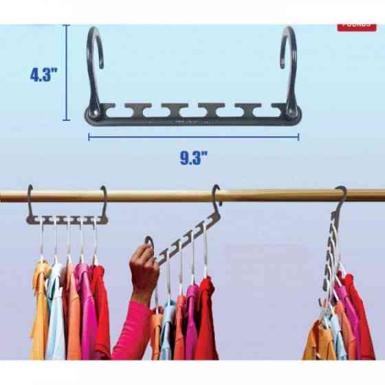 Набор вешалок Wonder Hangers Max 8 штук, многофункциональные плечики 5-в-1 для компактного хранения одежды, до 20 кг Одесса
