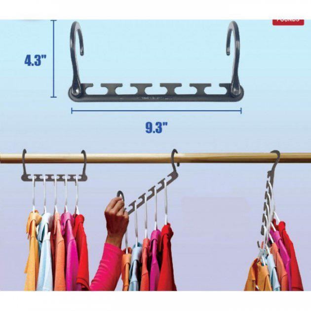 Набор вешалок Wonder Hangers Max 8 штук, многофункциональные плечики 5-в-1 для компактного хранения одежды, до 20 кг Одесса - изображение 4