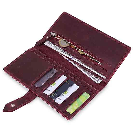 Кожаное женское матовое портмоне GRANDE PELLE 11561 Бордовый Киев