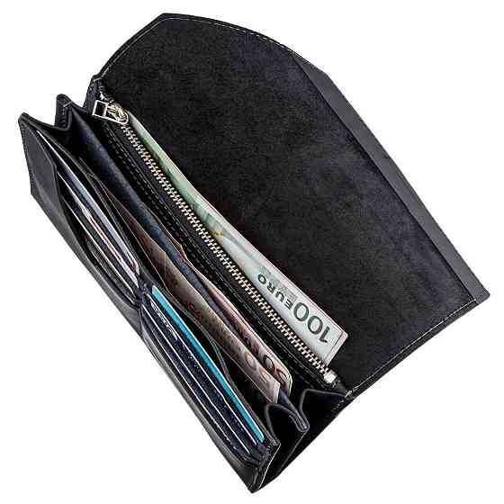 Кожаный клатч унисекс на магните Черный (GRANDE PELLE) Киев