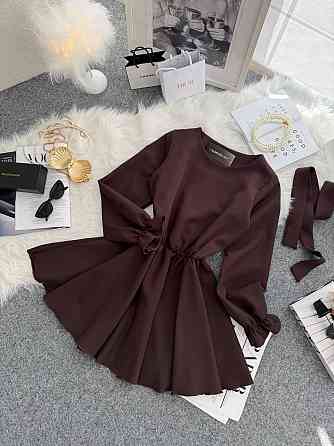 Жіноча романтична мінісукня з поясом креп костюмка Шоколад, 46/48 Одеса