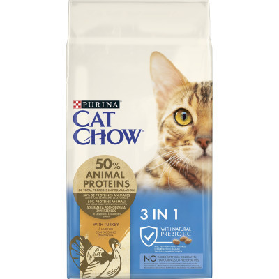 Сухой корм для кошек Purina Cat Chow Feline 3 в 1 с индейкой 15 кг (7613034153746) Винница - изображение 1