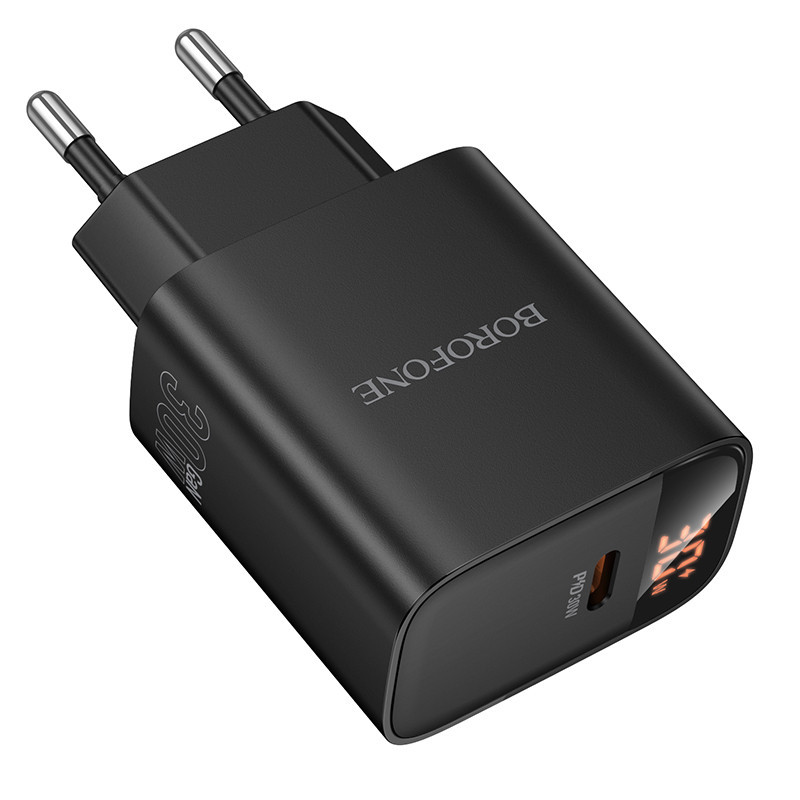 Сетевое зарядное устройство BOROFONE BA97A Ilustre single-port PD30W charger with digital display (EU) Black Одесса - изображение 4