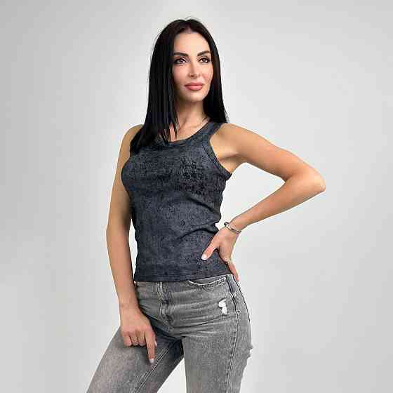 Трикотажная женская майка тай-дай Design 42-44, Черный Киев