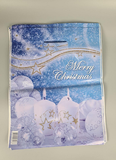 Пакети з вирубаною ручкою ламінат Н.Год "Дві свічки" (30х40) Ренпако (50 шт.) Харків - фото 2