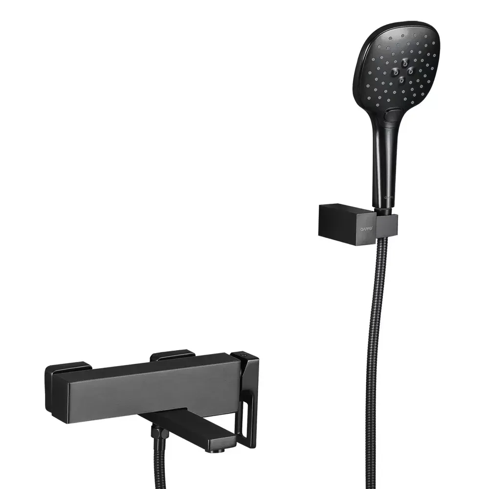 Змішувач для ванни з душовим гарнітуром GAPPO G3217-9 графіт Київ - фото 1