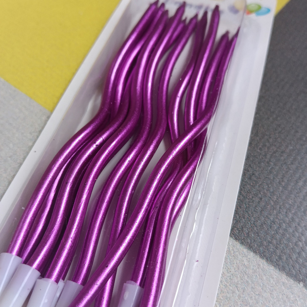 Свічки для торта "хвилясті" 12 шт. малинові Київ - фото 2