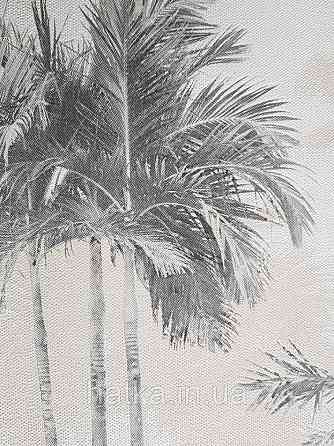 Шпалери вінілові на флізелін Marburg 82206 Giulia пальми дерева гілки листя сірі коричневі на білому Київ
