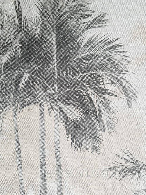 Шпалери вінілові на флізелін Marburg 82206 Giulia пальми дерева гілки листя сірі коричневі на білому Київ - фото 1