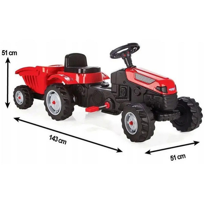 Детский педальный трактор с прицепом Pilsan красный на педалях для детей Киев - изображение 8