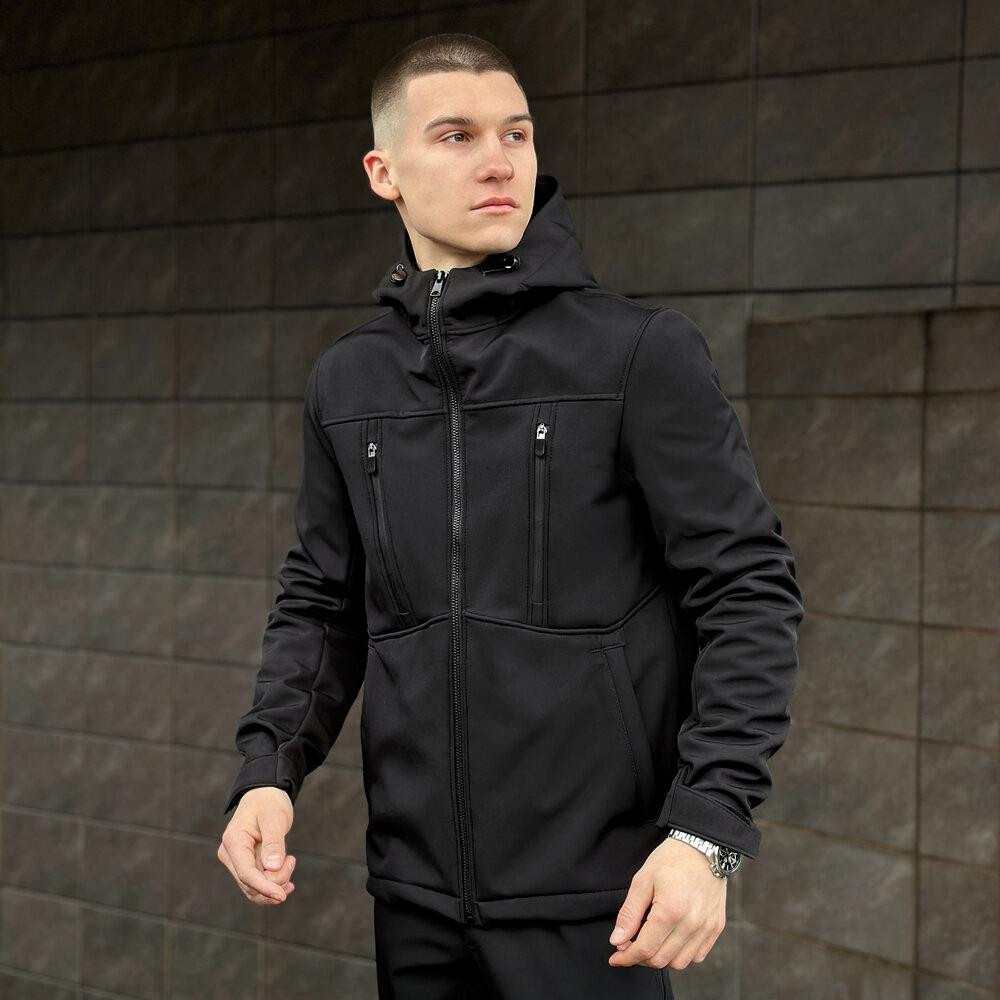 Чоловіча чорна куртка із софтшеллу весняна Pobedov Setup 3XL Київ - фото 3