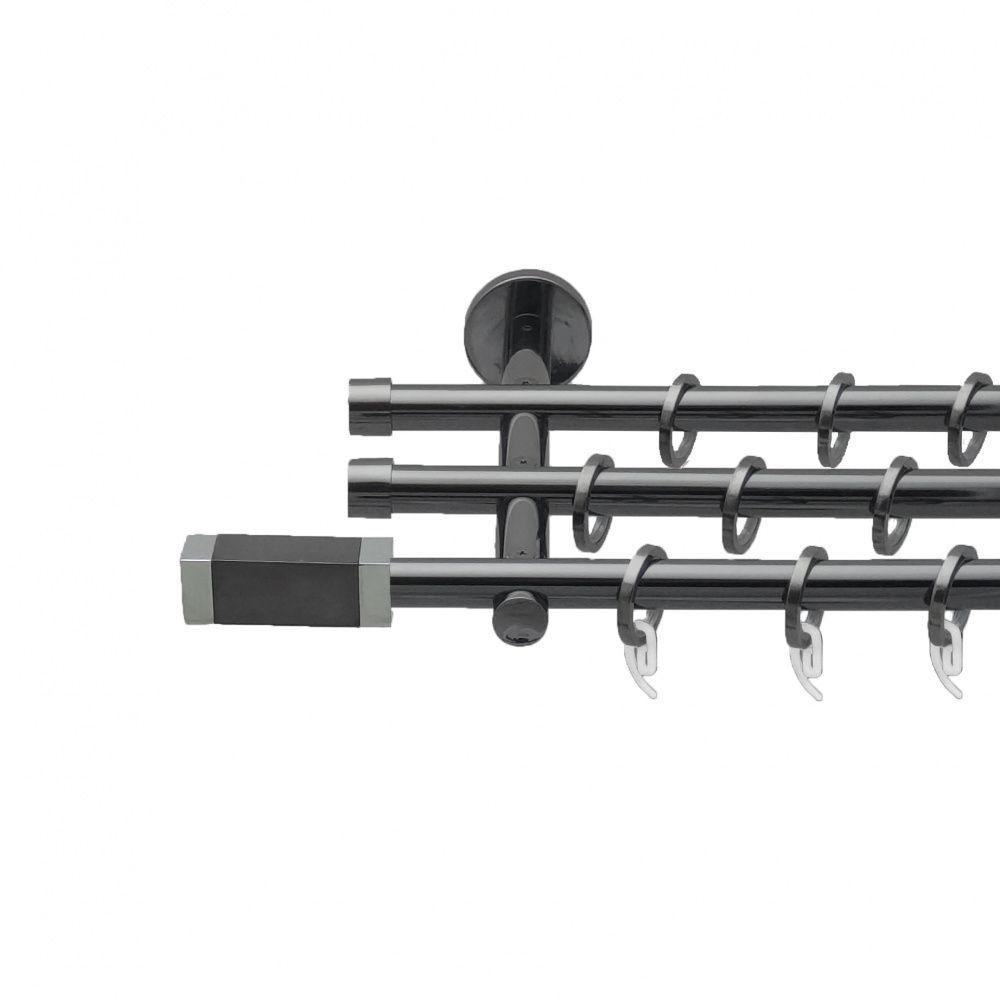 Карниз Orvit Квадро металевий трирядний циліндр (20 см) гладка труба кільце фасонне металеве  Онікс 16\16\16 Львов - изображение 1