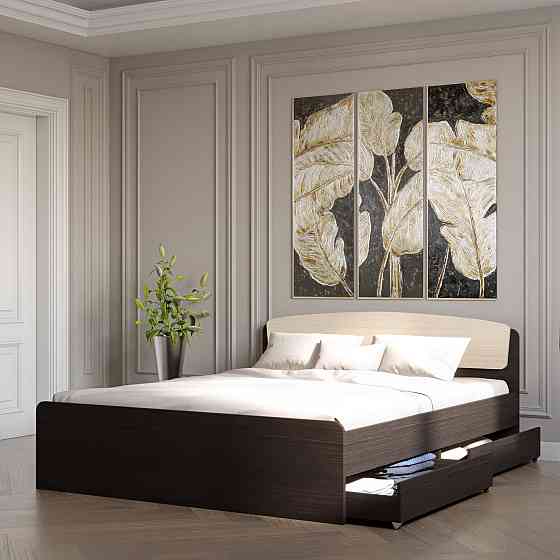 Двоспальне ліжко Еверест Асторія з двома ящиками 160х200 см венге/дуб молочний (DTM-2488) Львів