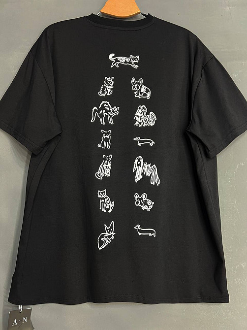 Футболка жіноча A-N 2358 оверсайз з малюнком тварин на спині, чорний, one size Київ - фото 14