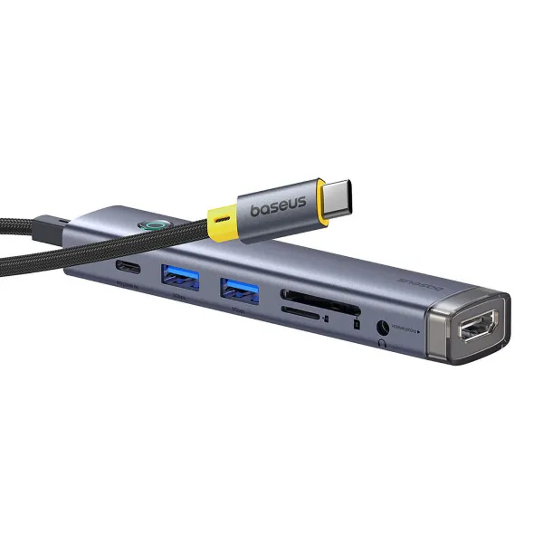 USB-хаб Baseus UltraJoy Series 7-Port HUB AIR Space Grey (Type-C to HDMI4K@60Hz*1+USB3.0*2+PD*1+SD/TF3.0*1+3.5mm*1) Одесса - изображение 6