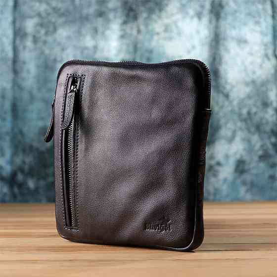 Сумка на плечо для мужчин из прочной зернистой кожи Shvigel 23152 Черный Киев