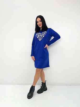 Теплое платье с принтом Romance 50-52, Электрик Киев